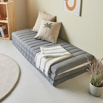 미엔우드 천연 편백나무 레드파인 통원목 침대 프레임 선반 수납 평상 3단 LED 매트리스 싱글 슈퍼싱글 더블 퀸 킹, 미엔 천연라텍스 3단 접이형 5cm