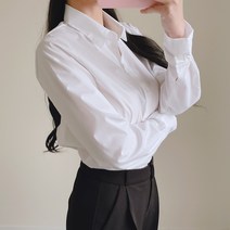 데일리더블유 여자 스판 실키 화이트 기본 블라우스 면접 기본핏 셔츠 봄 여름 가을 겨울 긴팔 정장