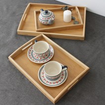 리빙엠 대나무쟁반 3종 세트 LC200-SET 우드 트레이 손잡이, 우드 트레이 LC200-SET