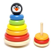 펭귄모양 무지개 링끼우기 직장어린이집 장난감 12개월아기 14개월아기