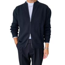 40대 50대 중년 남성 회사원 봄 시그니처 정장 라운드 집업 자켓형 니트 가디건 무지 3컬러 데이트룩