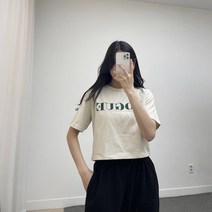 VOGUE 레터링 반팔 크롭티 루즈핏 세미크롭티셔츠