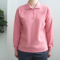 할머니옷선물 봄꽃 물결 울니트카라티셔츠 연분홍 70대80대 시어머니 칠순팔순생신엄마옷