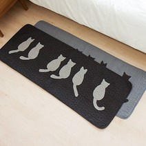 북유럽 누빔 면 자수 사계절 퀼트 패드 발매트 현관 주방 다용도 매트, 고양이(차콜)