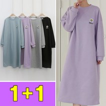 러브포텐 여성 루즈핏 기모 롱 원피스 [1+1] 스마일미니플라워 롱원피스 빅사이즈 기모안감 겨울 홈웨어 롱티 원피스 드레스 겨울롱원피스 [달콤디저트포함]