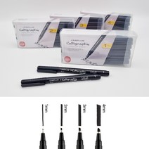 더이안 라인플러스 캘리그라피펜 1타(12개입) 1mm 2mm 3mm 4mm 드로잉펜 납작펜 손글씨펜