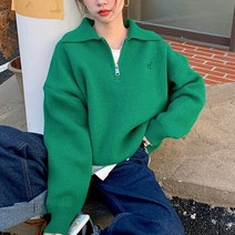 오프 반집업니트 오버핏 캐주얼 데일리