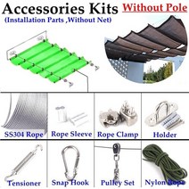 타프쉘 두꺼운 자외선 차단 HDPE 패브릭 Pergola 개폐식 웨이브 차양 네트 테라스 발코니 슬라이딩 캐노피 수영장 선 커버, 191.Parts No Pole - 0.9mx6m