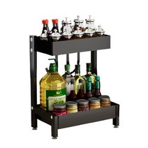 살림의기술 철제 유리병 양념통 수납 선반 부엌 정리 2단 보관함, 블랙