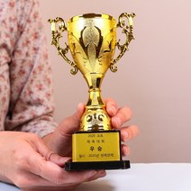 골드 미니트로피 상장 제작 만들기 우승 컵 트로피, 트로피＆금색은색라벨지