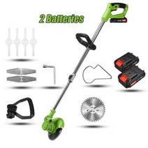 예초기 잔디깍기 트리머 36Vf 전기 잔디 강력한 브러시 커터 깎는 기계 무선 절단기 정원 도구 2 리튬 이온 배터리, US Plug+2 Batteries