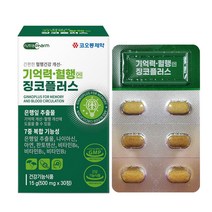 고함량 징코 플러스 기억력 혈행 도움 약1개월 뇌 두뇌 영양제 에좋은 은행잎추출물 다리 메디 혈액순환 빌로바 부모님 수험생 감퇴 식약청 식약처 청소 여성 남성 도레미잡화점알약케이스, 30정_3박스_3개월분+도레미잡화점 사은품