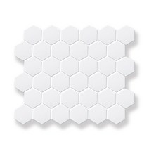코토세라 포세린 헥사곤 화이트 모자이크 타일, 무광