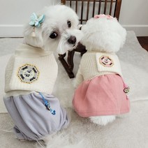 강아지한복 누빔 배자 세트 설빔 강아지옷, 바지(블루)