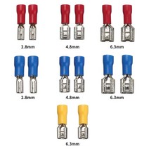 터미널압착기 케이블 유압 50pcs 2.8mm 4.8mm 6.3mm 절연 씰 스페이드 와이어 커넥터 암 압착 단자 전기 압착 단자 세트, 갈색, 6.3mm 옐로우