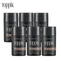 토픽 TOPPIK 12g x 6개 (6개월분) 천연양모케라틴 흑채 증모제 펌프별매, 6개입, 중간 갈색 12g