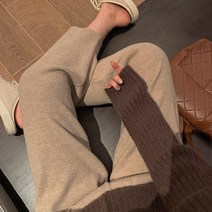 얇은기모 기모배기바지 와이드 니트 바지 77사이즈 여성니트팬츠 여성핀턱팬츠 베이지색바지 여자백바지 꽃무늬바지 겨자색 니트