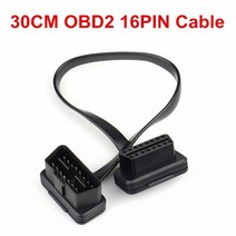 자동차 진단기 스캐너 3060100cm 플랫 + 얇은 국수 16 핀 소켓 obd obdii obd2 16pin 남성-여성 연장 케이블 커넥터, 30cm 케이블