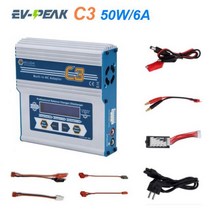 EV PEAK C3 AC DC 50W 스마트 밸런스 1-6S Lipo LiHV Lion NiMh Pb 배터리 RC Heli 자동차 선박 모델용 충전기 391318, collocation 1