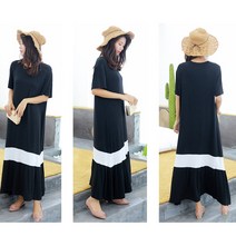 [모어가든] 여성 원피스 여름 스판 블랙 데일리 주름 캉캉 루즈핏 빅사이즈