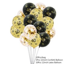 블랙 골드 30 40 50 60 년 생일 라텍스 풍선 성인 남성 여성 생일 축하 파티 장식 결혼식 30 주년 기념 용품, 15Pcs 2