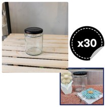 [코리아트레이더스]일자 유리병 원형 200ml_30조 잼 수제청 이유식용기-블랙뚜껑, 5박스