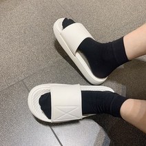 DFMEI 파인 스트라이프 홍콩 스타일 인터넷 연예인 트렌디 신발 남성 다목적 머핀 두꺼운 단독 야외 슬리퍼 여성 여름 연인 신발