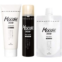 일본직발송 6. MOCCHI SKIN 【깨끗이 3점 세트】모치 스킨 흡착 거품 세안 BK(숯)＆흡착 클렌징＆흡착 떡, One Size, One Color