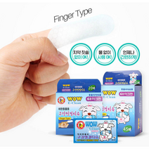 꼼펫 와우이크린 구강 청결 손가락 티슈 45매, 45매 x 1개