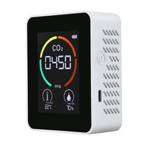 공기 모니터 CO2 이산화탄소 검출기 온도계 습도 블랙 라이트 USB 충전 CO2 모니터 센서, WHITE