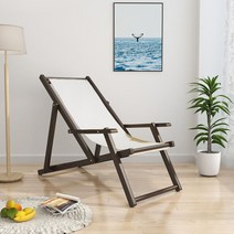 선배드 썬베드 야외 비치 의자 테라스 발코니 접이식 벤치 체어 팔걸이, 흰색