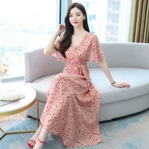 ROGBID 플라워 스위트 원피스 프렌치 첫사랑 여성복 여름 핑크 쉬폰 롱스커트 상큼스커트