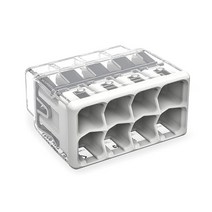 2773-408 | WAGO Wall-Nuts® PUSHWIRE® 접합 커넥터 솔리드 및 연선 도체용 8도체 라이트 그레이 커버 [40개 박스]161721, 8-Conductor_Box