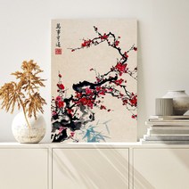 복을 부르는 동양 수묵 담채화 전통 민화 한국화 캔버스 액자 인테리어, 09.만사형통 매화나무