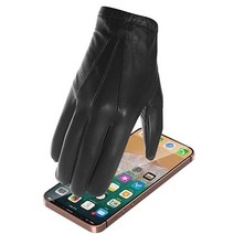 Harssidanzar 남성용 얇은 안감 가죽 듀티 장갑 블랙 S (GM031), X-Large, Black(touchscreen)