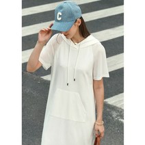미니멀리스트 봄 가을 원피스 여성 캐주얼 레이디 후드 자수 솔리드 반소매 12240008