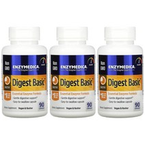 [3개] 엔자이메디카 다이제스트 베이직 소화 효소 90베지캡슐 아밀레이스 말테이스 라이페이스 인버타아제 아밀라아제 리파아제 락테이스 셀룰레이스 펙티나아제