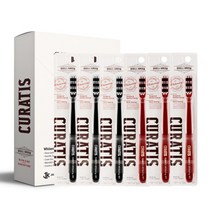 큐라티스 와이드 왕 대왕칫솔 미백칫솔 셀프 치석케어 (Whitening) -6개세트, 블랙3개   레드3개   전용케이스1개