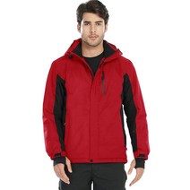 FREE SOLDIER 남성용 방수 스키 스노우 재킷 플리스 안감 따뜻한 겨울 레인 후드 전체 테이프 솔기 (레드 블랙 S)