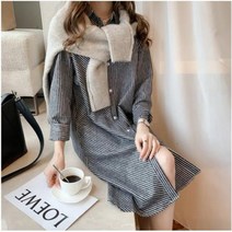 뉴욕멋쟁이 파리지앵 줄무늬 셔츠 원피스