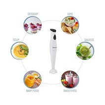 Elite Gourmet EHB-2425X 일렉트릭 Immersion 핸드 블렌더 초고속 믹서기 Mixer 초퍼 1-터치 컨트롤 멀티 Purpose Stick 150 와트 Soup, 하얀색