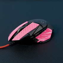 Topsky 마우스 스티커 Btl 땀 흡수 스티커 Logitech G502 영웅 Se 펑크 마우스 미끄럼 방지 스티커 유선 무선, 핑크 화이트 스트립, 하나