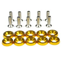 10pcs 자동차 수정 육각 패스너 펜더 와셔 범퍼 엔진 오목 나사 혼다 QRF002-TP 용 알루미늄 와셔 및 M6 볼트, 금