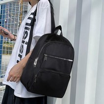베이직 심플 투포켓 블랙 대학생 백팩 데일리 책가방 학원 캐주얼 중고생