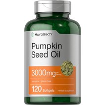 호박씨 오일 3000mg 120 소프트젤 캡슐 콜드 프레스 건강보조식품 비 GMO 및 글루텐 프리 포뮬러 호르바흐Horbaach