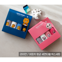홈앤키즈 카카오프렌즈 향균 세면타올 4매 답례품 선물용 수건 세트 집들이선물 (라이언 어피치), 어피치(흰색빼고 랜덤발송)