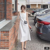 가바바 여성 나시 원피스 독특한 허리 트임 스티치 플레어 나시 롱원피스 G51938