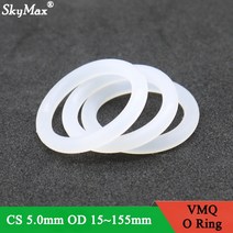 10pcs vmq o 링 씰 가스켓 cs 5mm od 15 150mm 실리콘 고무 절연 방수 와셔 원형 흰색 nontoxi, 외경 155mm 내경 145mm, 하얀, 5.0mm