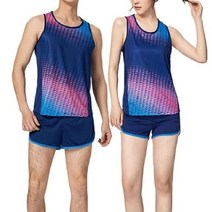 마라톤 복장 러닝 육상대회 여름 단체 체육복 세트 헬스 트레이닝 상하의 싱글렛 쇼츠, 라이트블루 (남성)