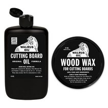 Walrus Oil 월러스 오일 커팅 보드 오일 236ml & 우드 왁스 88ml 나무 식기 도마 관리 세트